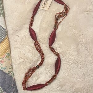 Chic Burgundy and Gold Beaded Necklace